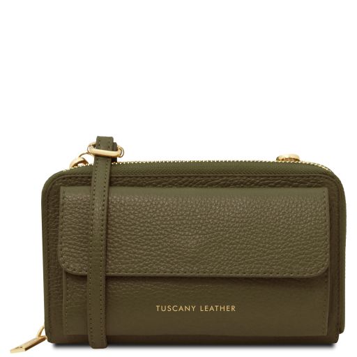 Urania - Leather wallet/phone holder with strap