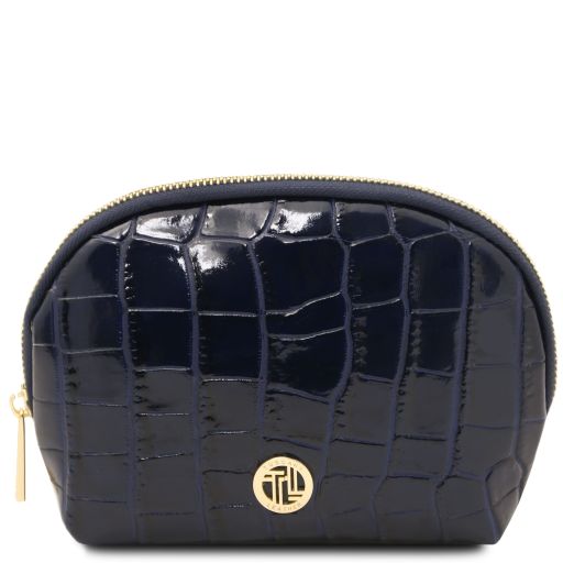 Vera - Croc print leather toiletry case