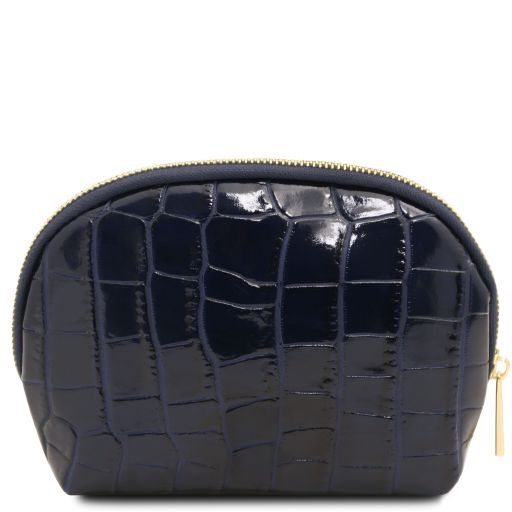 Vera - Croc print leather toiletry case