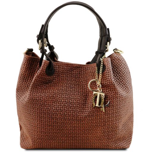 TL KeyLuck - Woven printed leather shopping bag