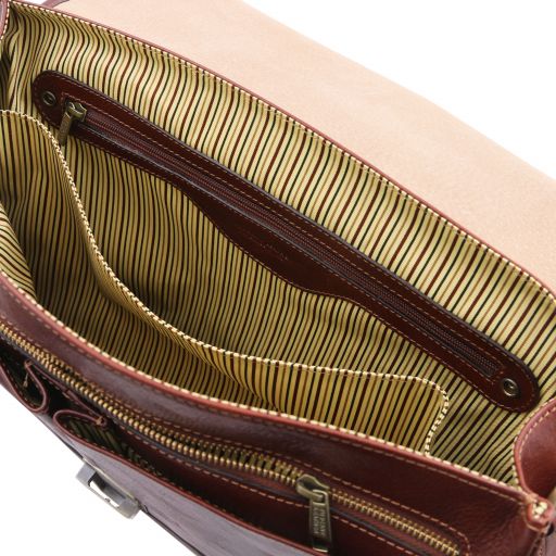 Mantova - Leather multi compartment TL SMART briefcase with flap
