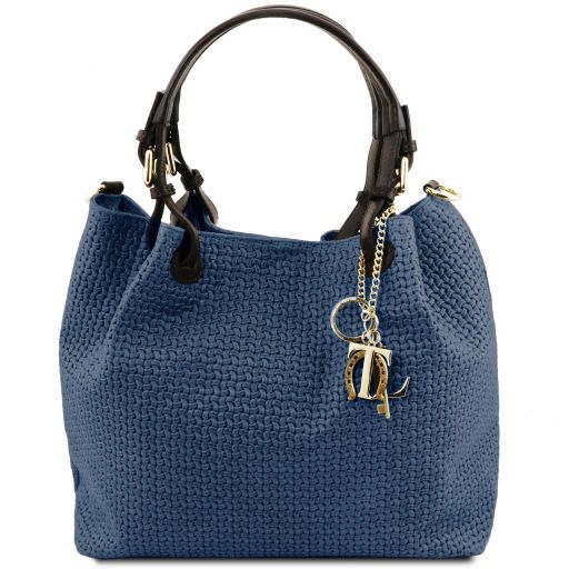 TL KeyLuck - Woven printed leather shopping bag