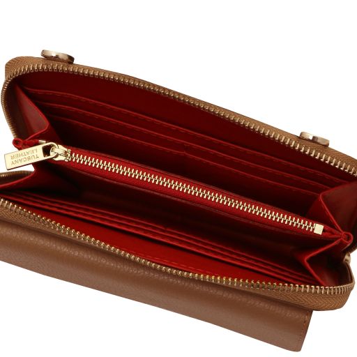 Urania - Leather wallet/phone holder with strap
