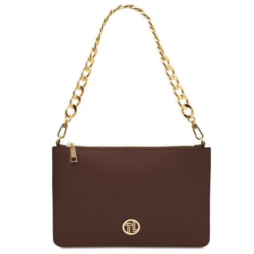 Diva - Leather clutch with chain strap