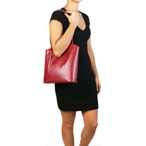 Patty - Saffiano leather convertible backpack shoulderbag