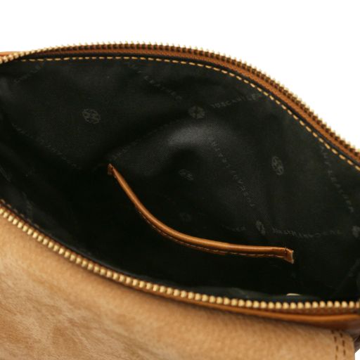 John - Leather crossbody bag for men with front zip