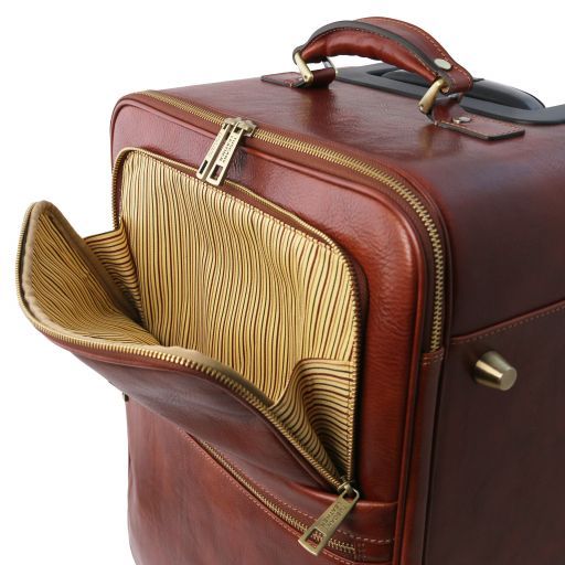 TL Voyager - 4 Wheels vertical leather trolley