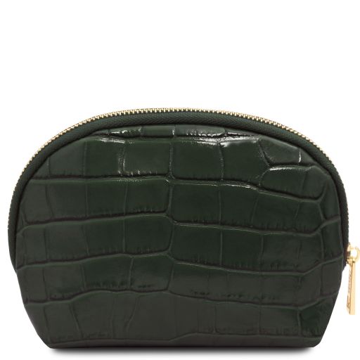 Vera - Croc print leather toiletry case