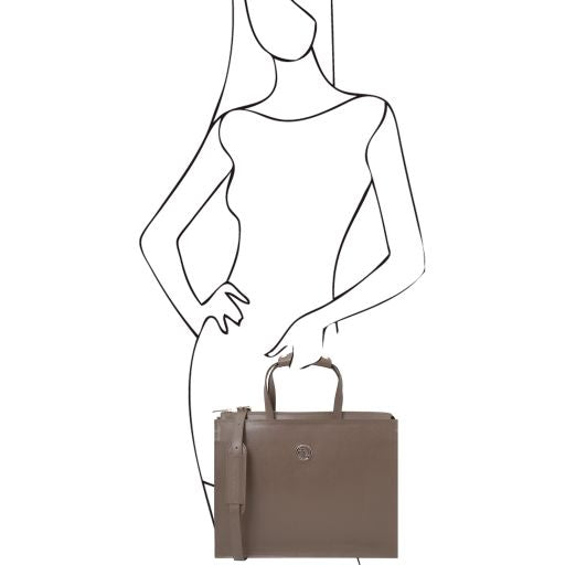 Palermo - Saffiano Leather briefcase 3 compartments for women