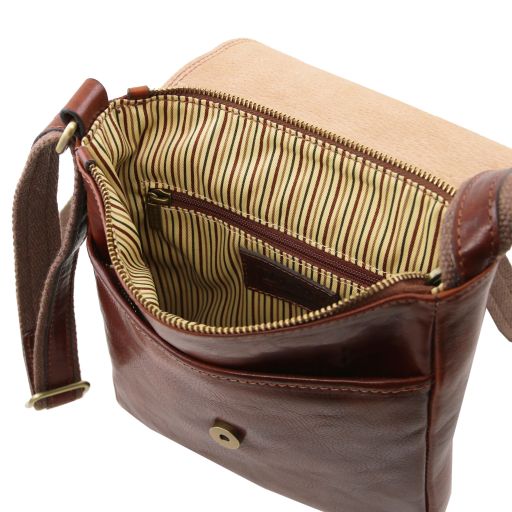 John - Leather crossbody bag for men with front zip