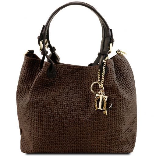 TL KeyLuck - Woven printed leather shopping bag