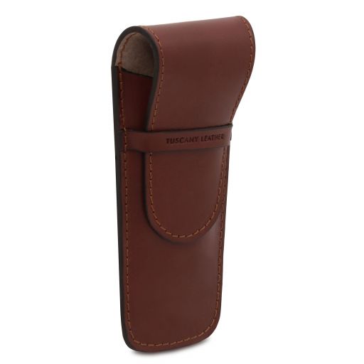 Exclusive leather 2 slots pen/watch holder
