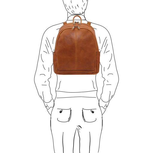 Canberra - 2 Compartments leather backpack